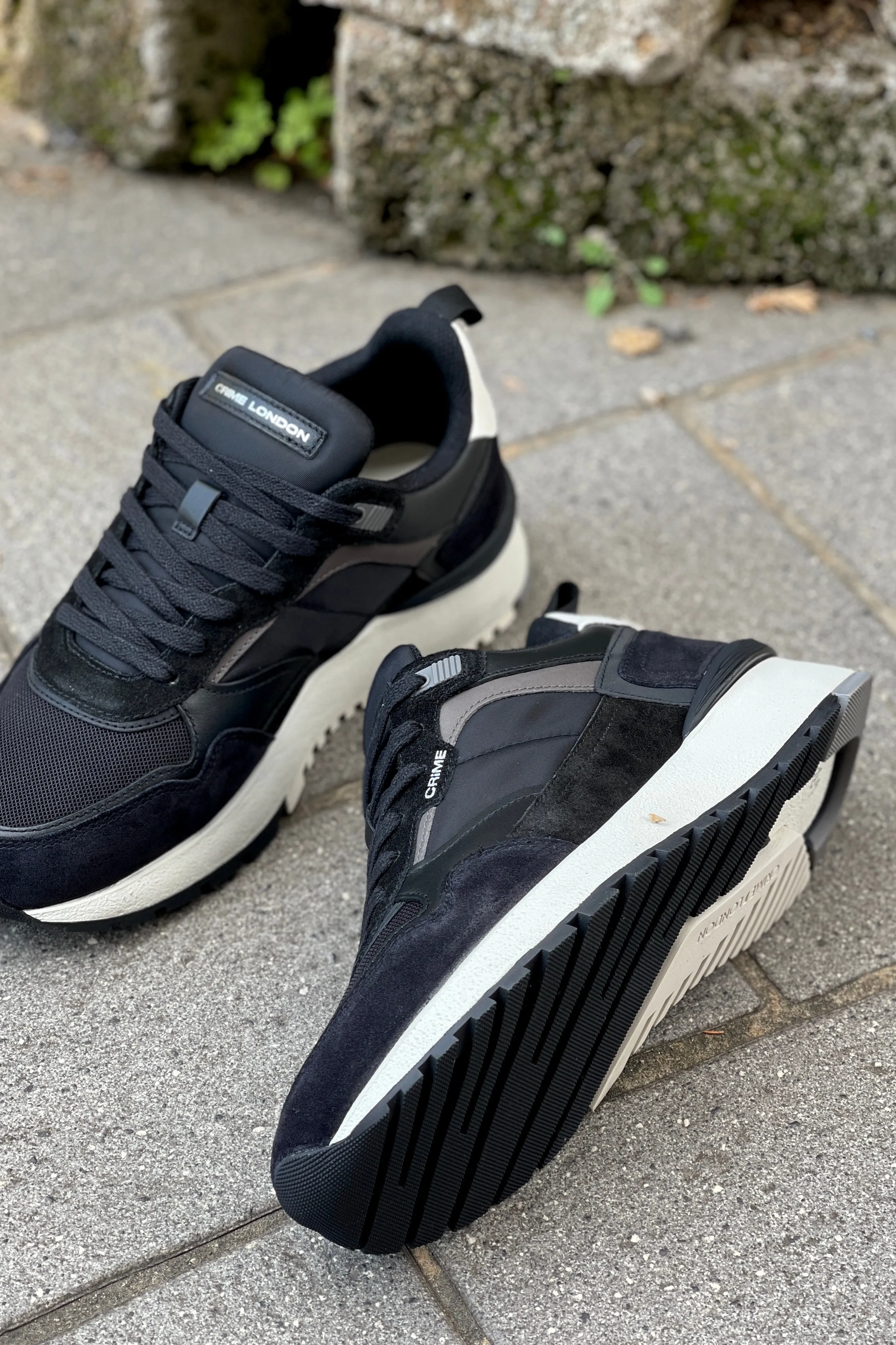 Crime London sneakers mod. running in nylon e pelle colore nero (Collezione inverno 23)