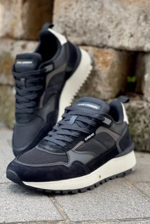 Crime London sneakers mod. running in nylon e pelle colore nero (Collezione inverno 23)
