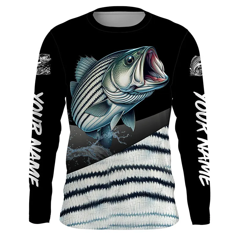 Custom Striped bass Fishing Jerseys, Personalized striper Fishing scales fishing Long sleeve shirts NQS4947