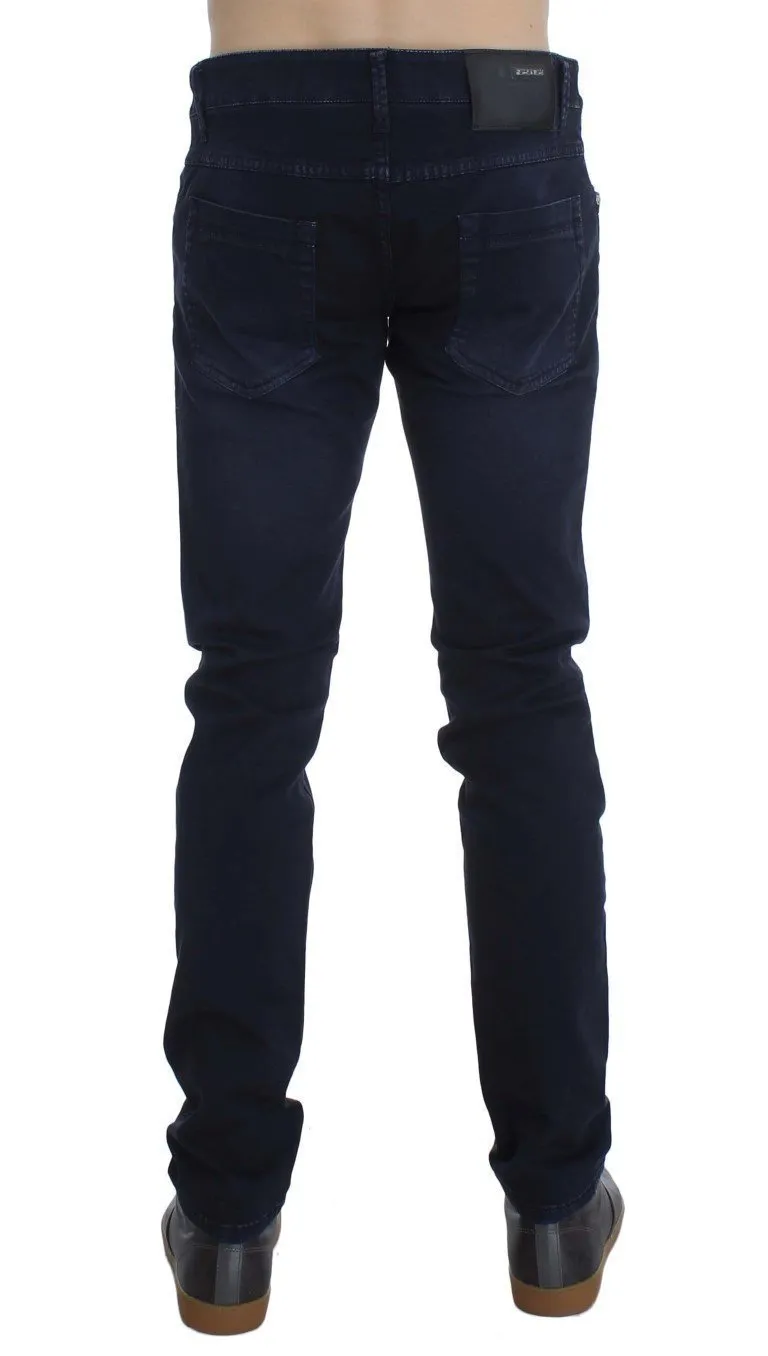 Dark Blue Cotton Stretch Slim Skinny Fit Jeans