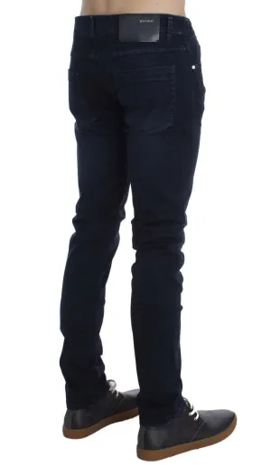 Dark Blue Cotton Stretch Slim Skinny Fit Jeans
