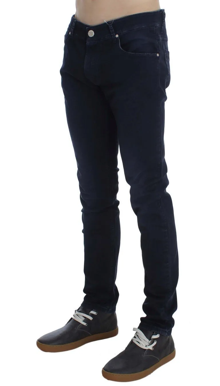 Dark Blue Cotton Stretch Slim Skinny Fit Jeans