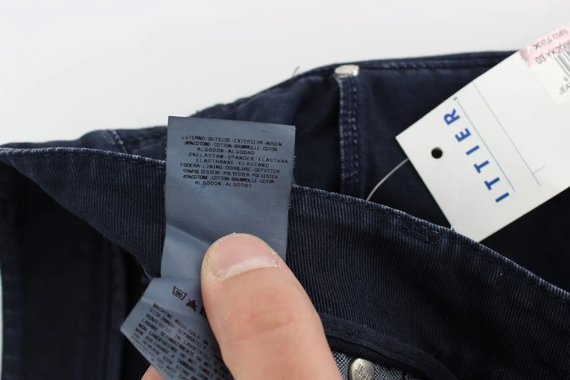 Dark Blue Cotton Stretch Slim Skinny Fit Jeans