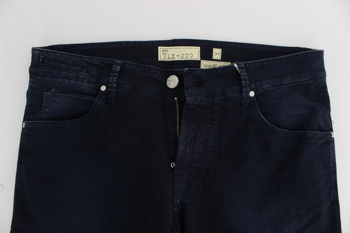 Dark Blue Cotton Stretch Slim Skinny Fit Jeans