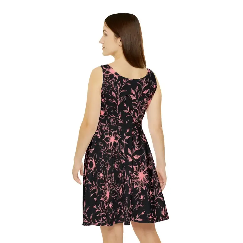 Dazzling Skater Dress with Designed Flower Vines
