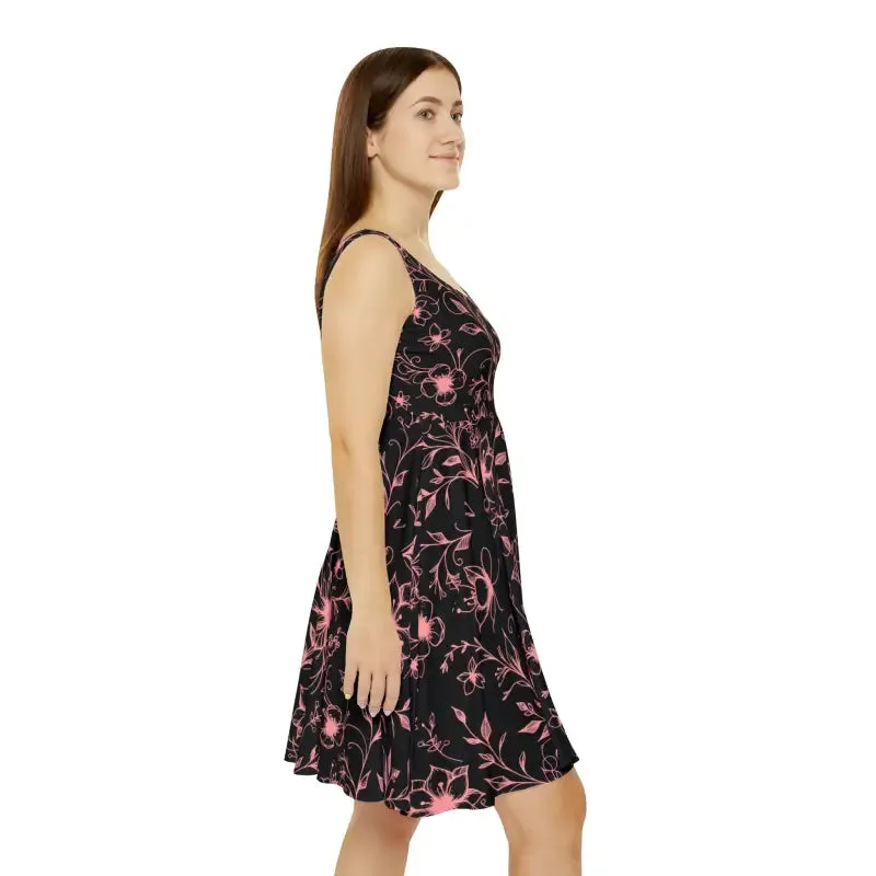 Dazzling Skater Dress with Designed Flower Vines