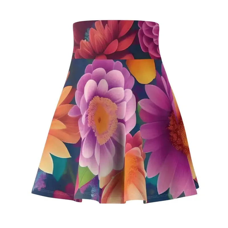 Dazzling Skater Skirt with Large Vibrant Flowers