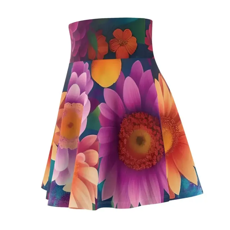 Dazzling Skater Skirt with Large Vibrant Flowers