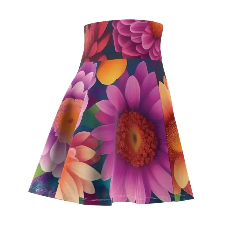 Dazzling Skater Skirt with Large Vibrant Flowers