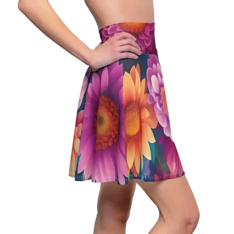Dazzling Skater Skirt with Large Vibrant Flowers