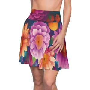 Dazzling Skater Skirt with Large Vibrant Flowers