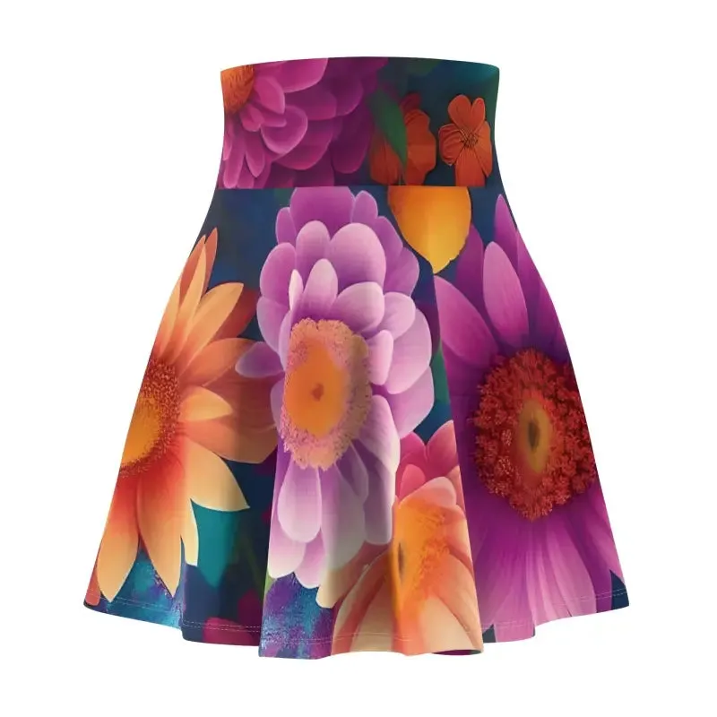 Dazzling Skater Skirt with Large Vibrant Flowers