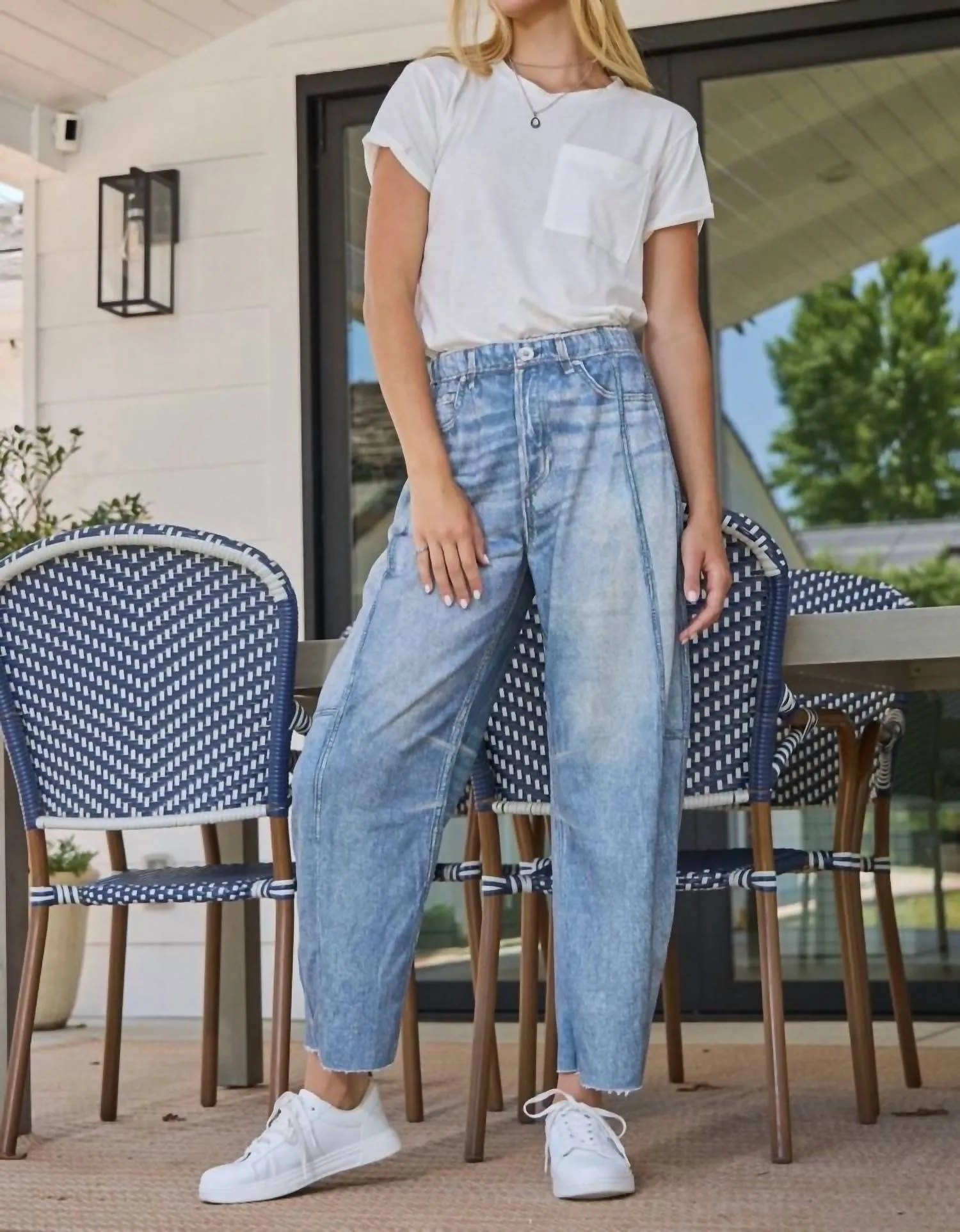 Denim Barrel Pants In Blue