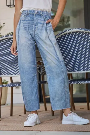 Denim Barrel Pants In Blue