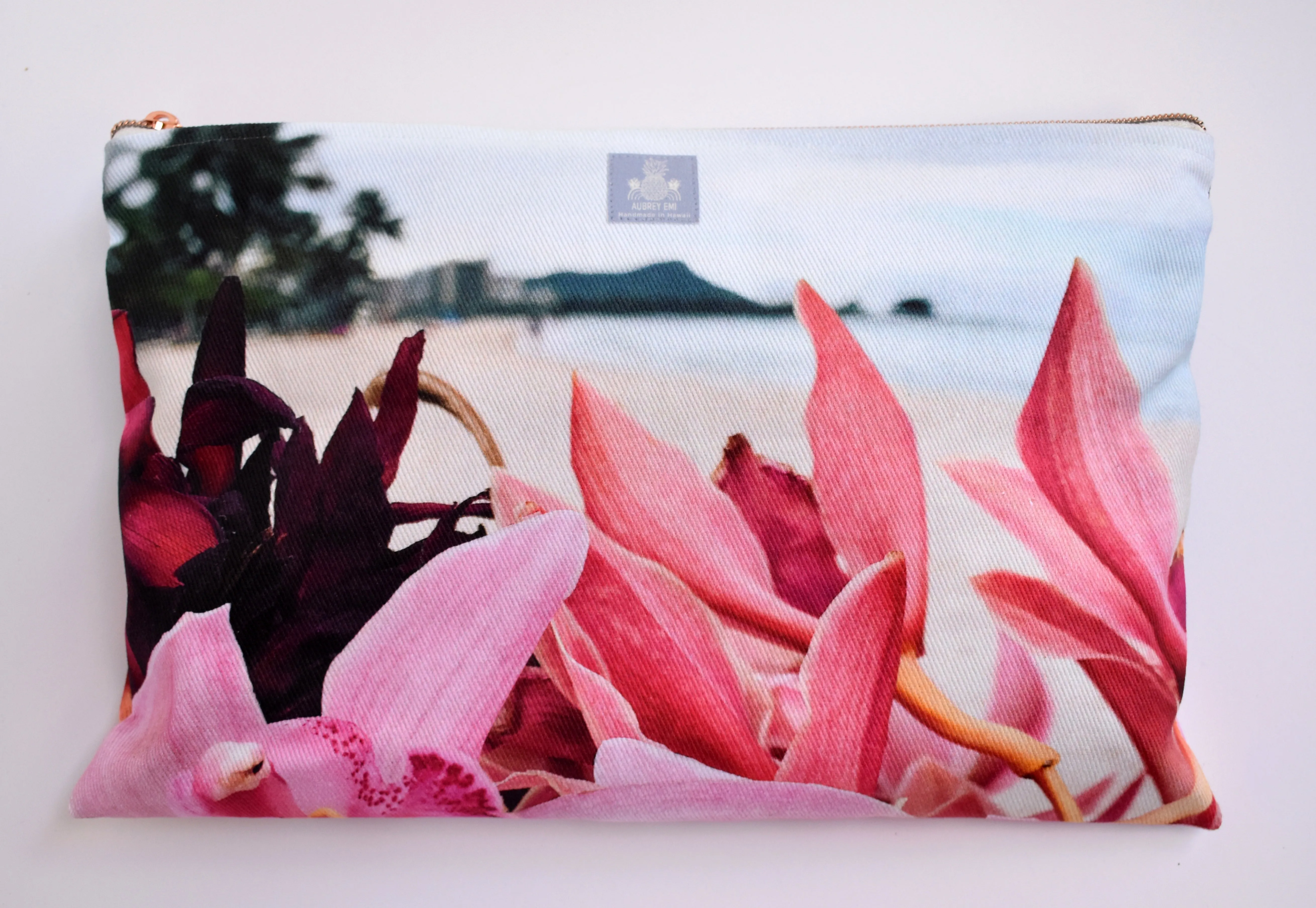 Diamond Head & Orchids Pouch (Med/Lg)