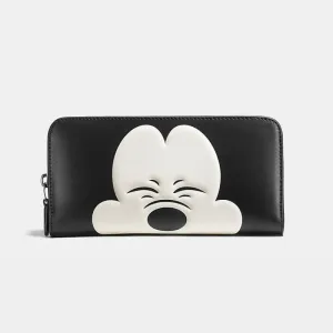Disney Smiling Mickey Mouse Glovetanned Leather Accordion Zip Wallet