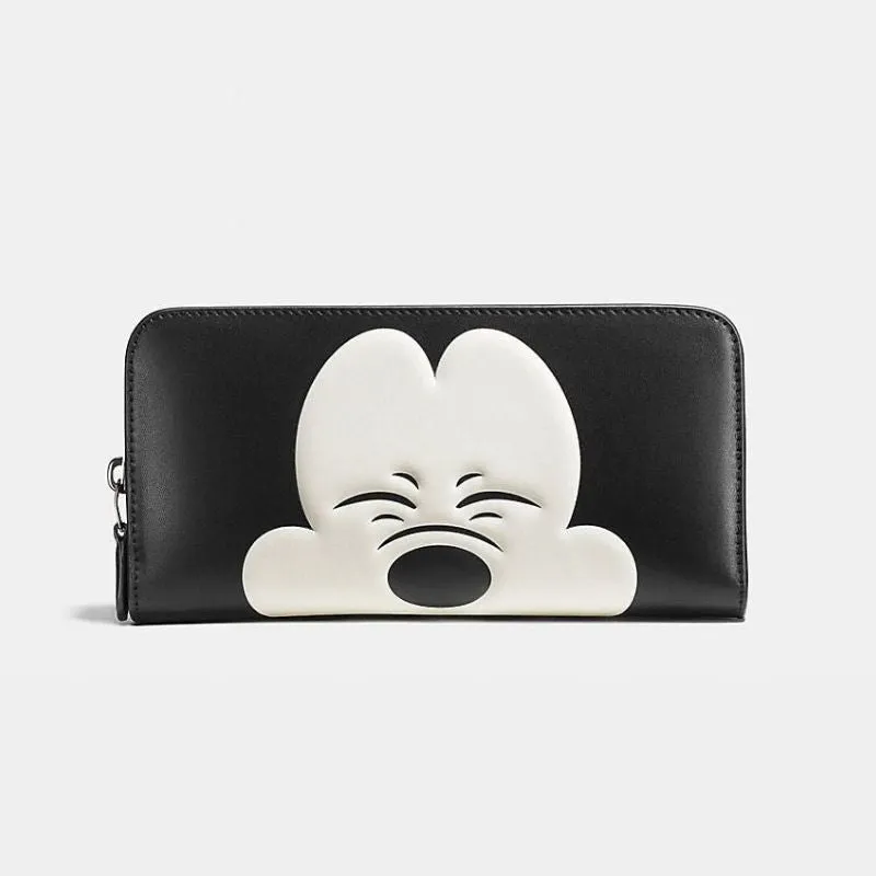 Disney Smiling Mickey Mouse Glovetanned Leather Accordion Zip Wallet