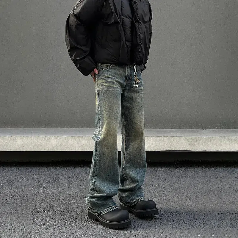 Distressed Slim Fit Straight Leg Jeans