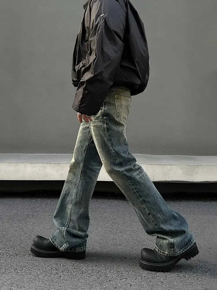 Distressed Slim Fit Straight Leg Jeans