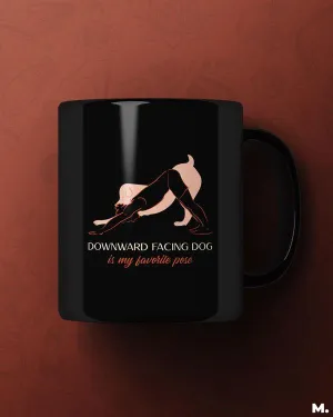 Downward facing dog pose printed mugs