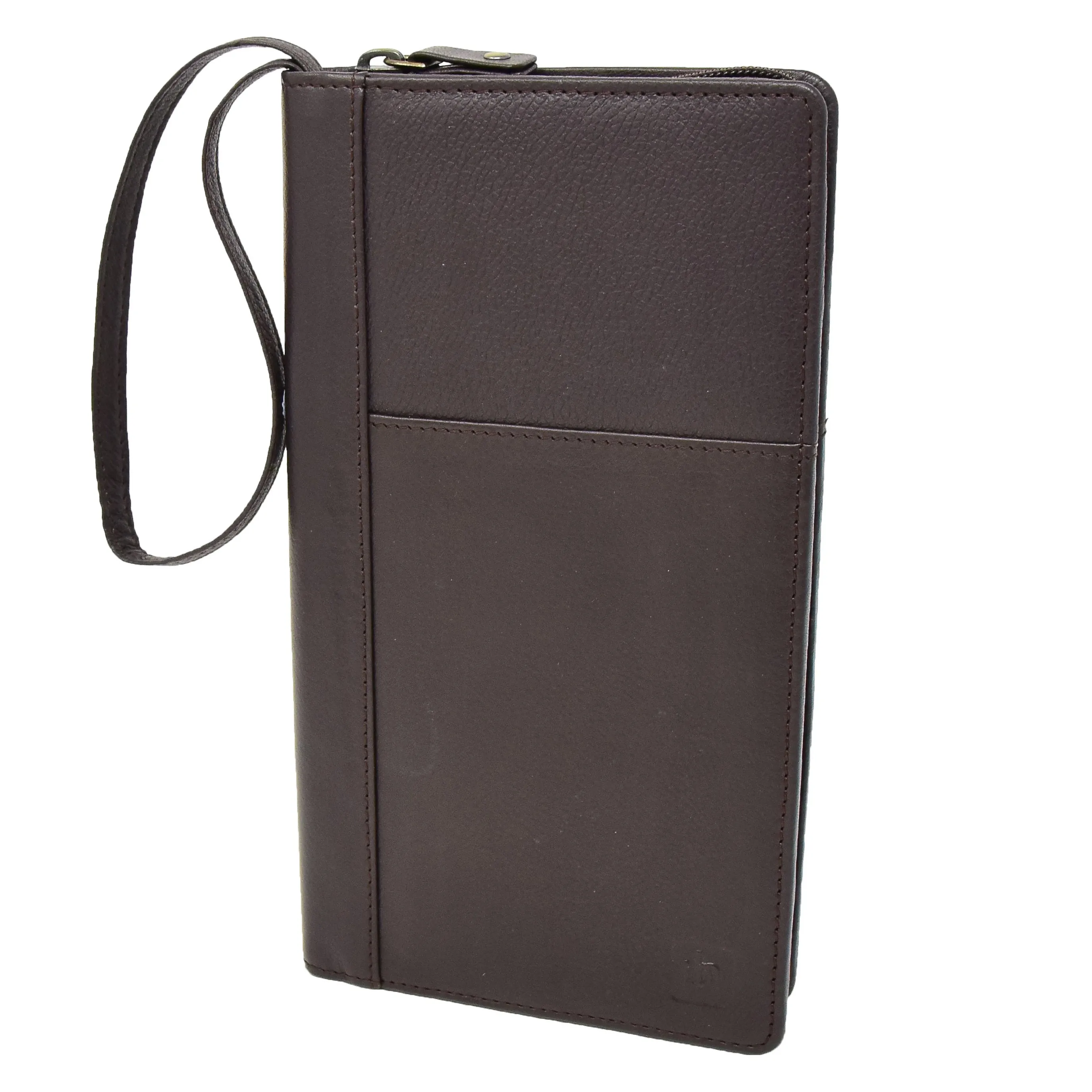 DR419 Zip Around Documents Leather Wallet Brown