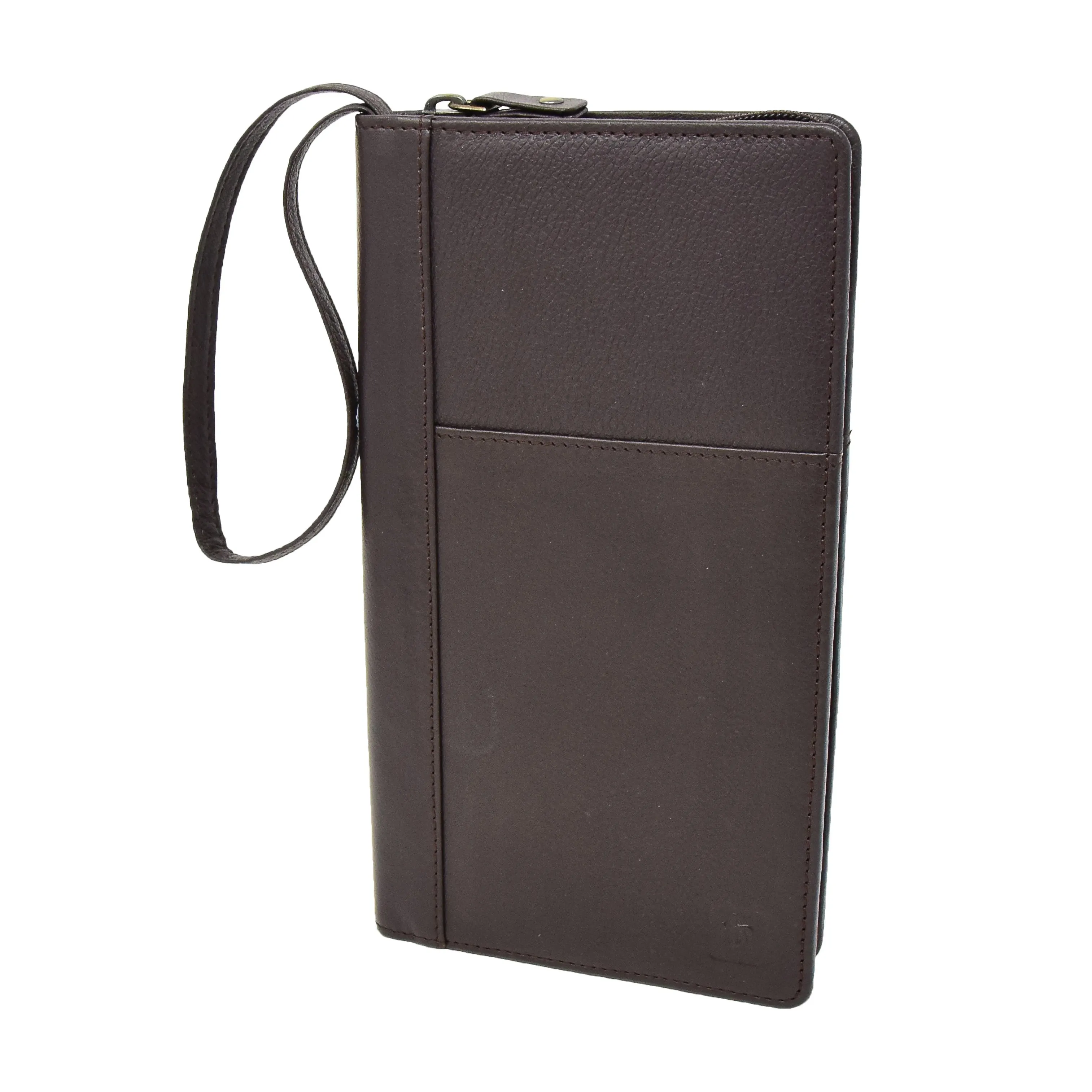DR419 Zip Around Documents Leather Wallet Brown