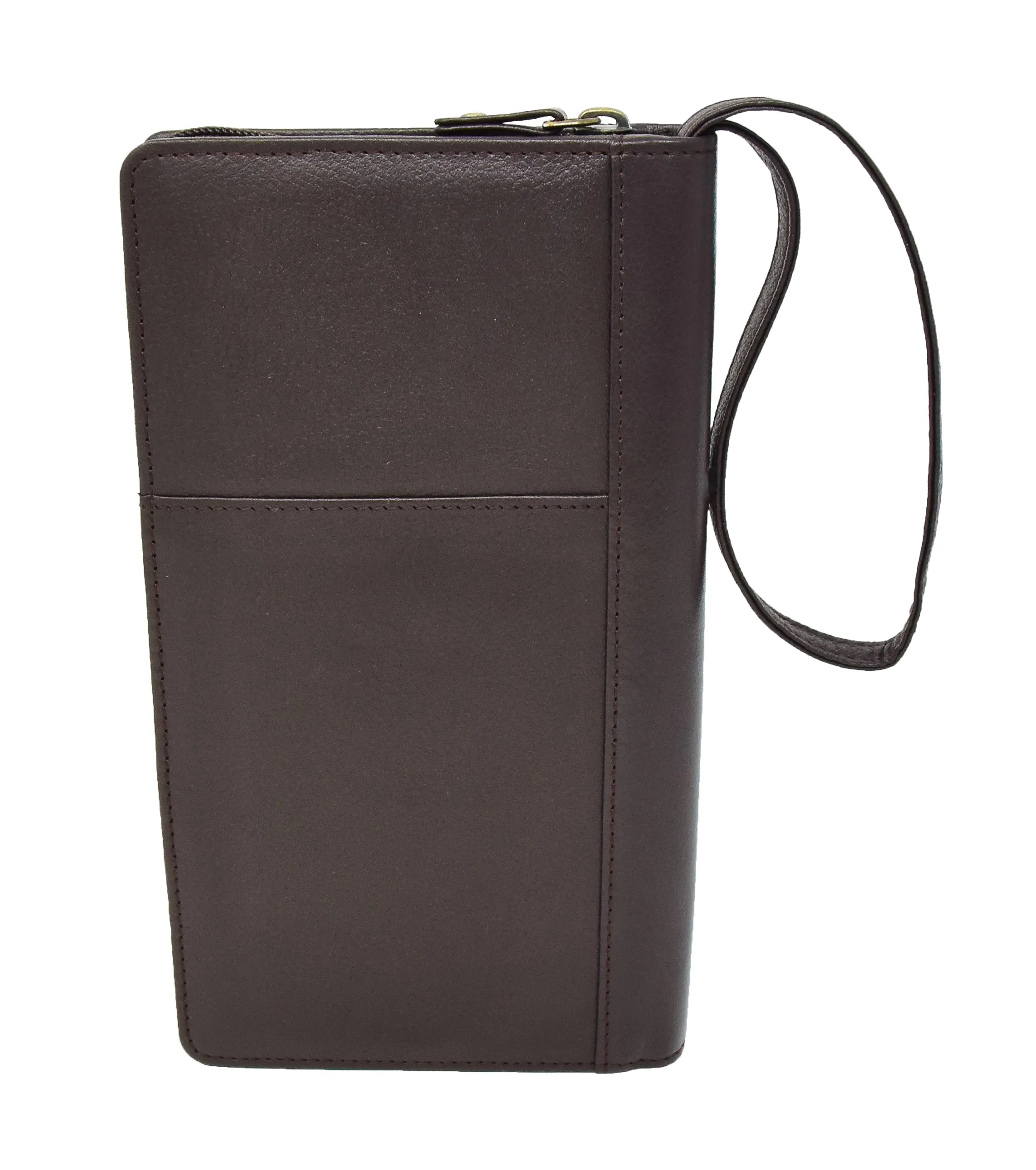 DR419 Zip Around Documents Leather Wallet Brown