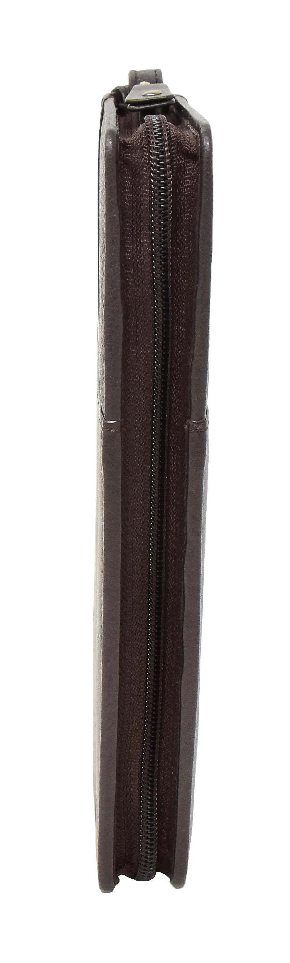 DR419 Zip Around Documents Leather Wallet Brown