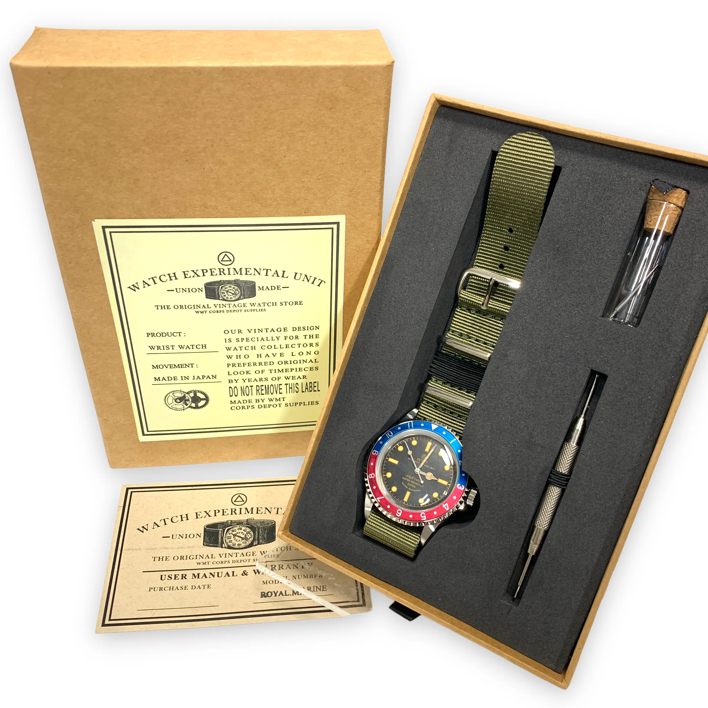 DS! WMT Royal Marine / Pepsi Pilot Bezel / Sea Diver Dial Watch (Aged) 218-09