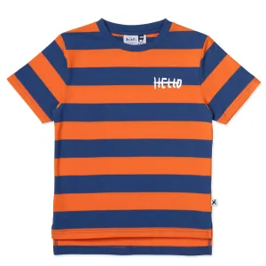 Duo Tee- Orange/Midnight Stripe