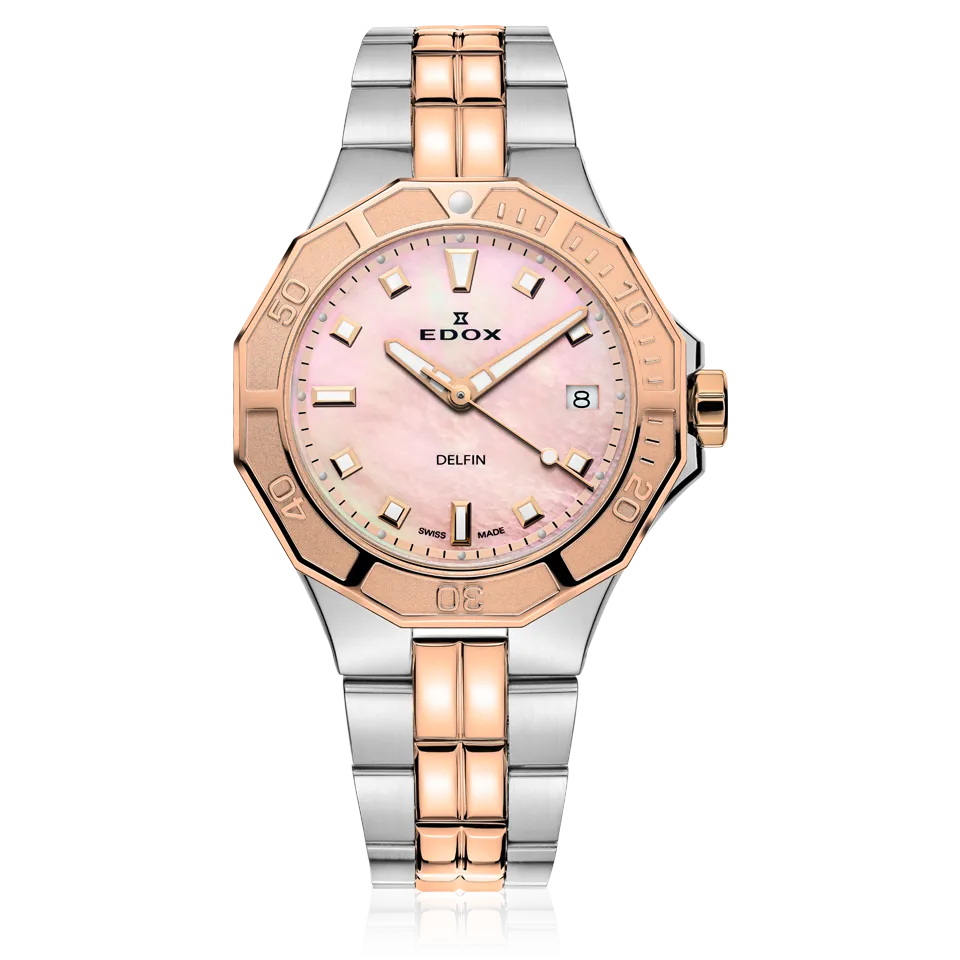 EDOX SWISS MADE 53020-357RM-ROR DELFIN THE ORIGINAL DIVER DATE LADY