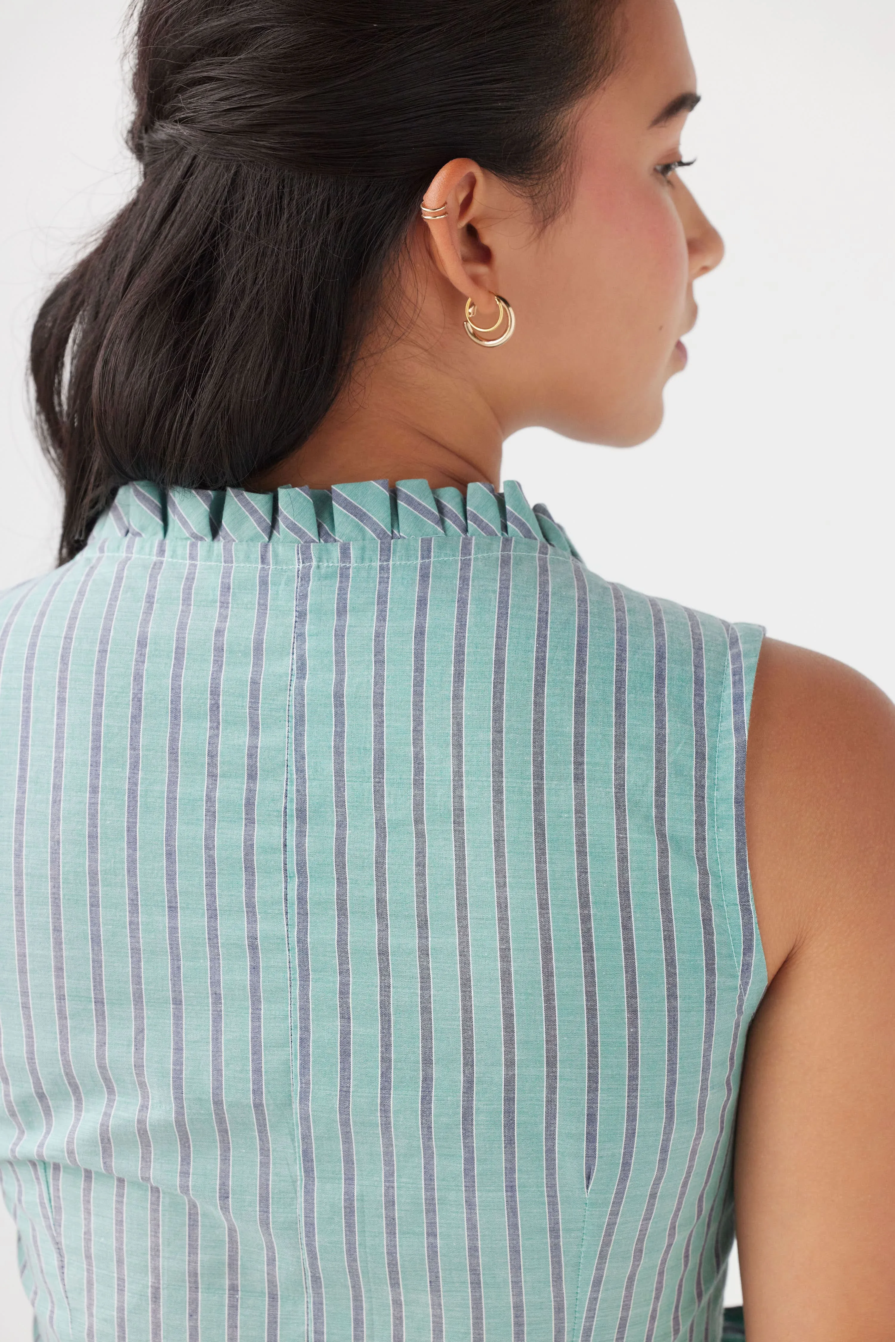 Elizabeth Top in Striped Voile
