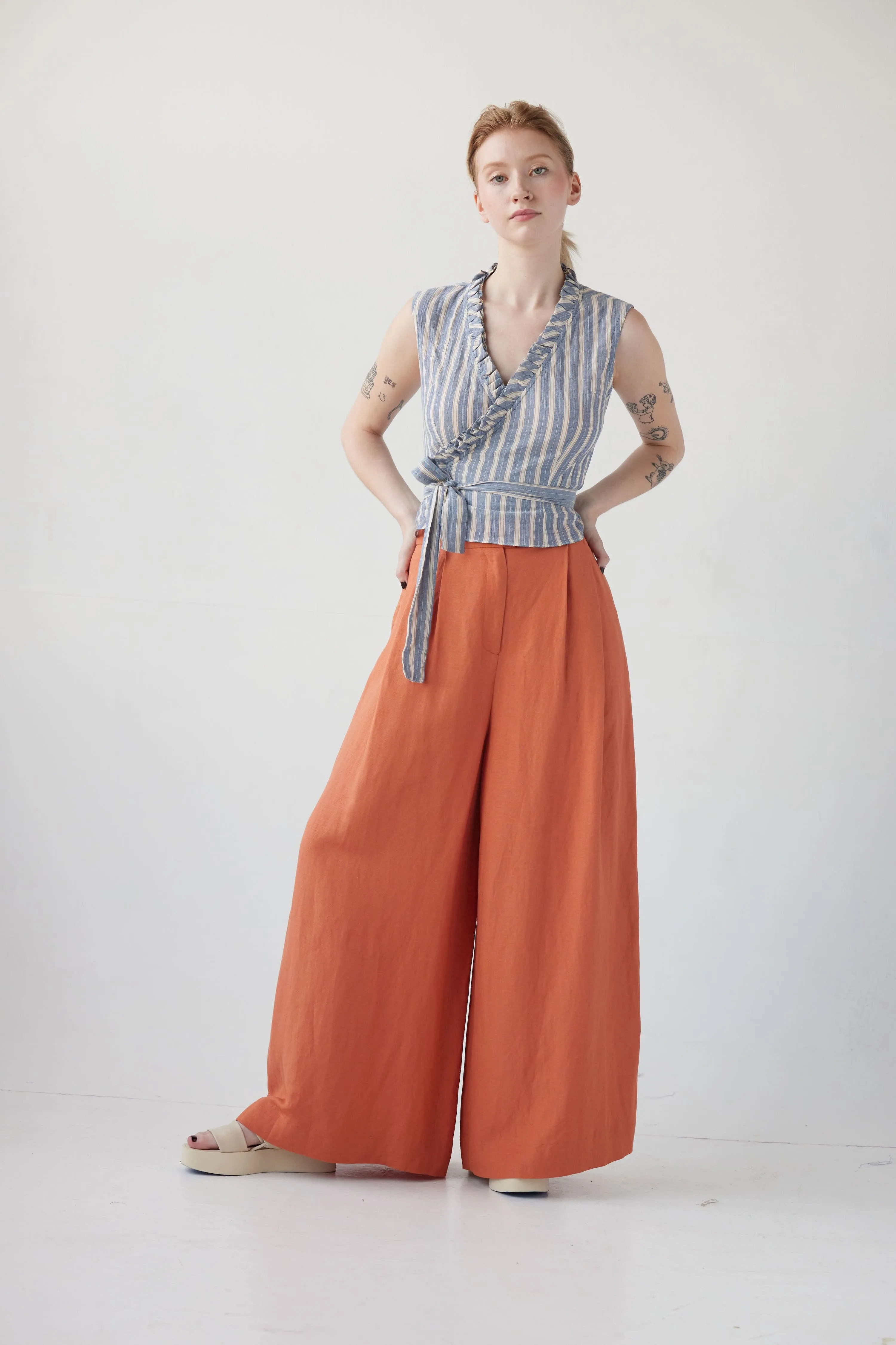 Elizabeth Top in Striped Voile
