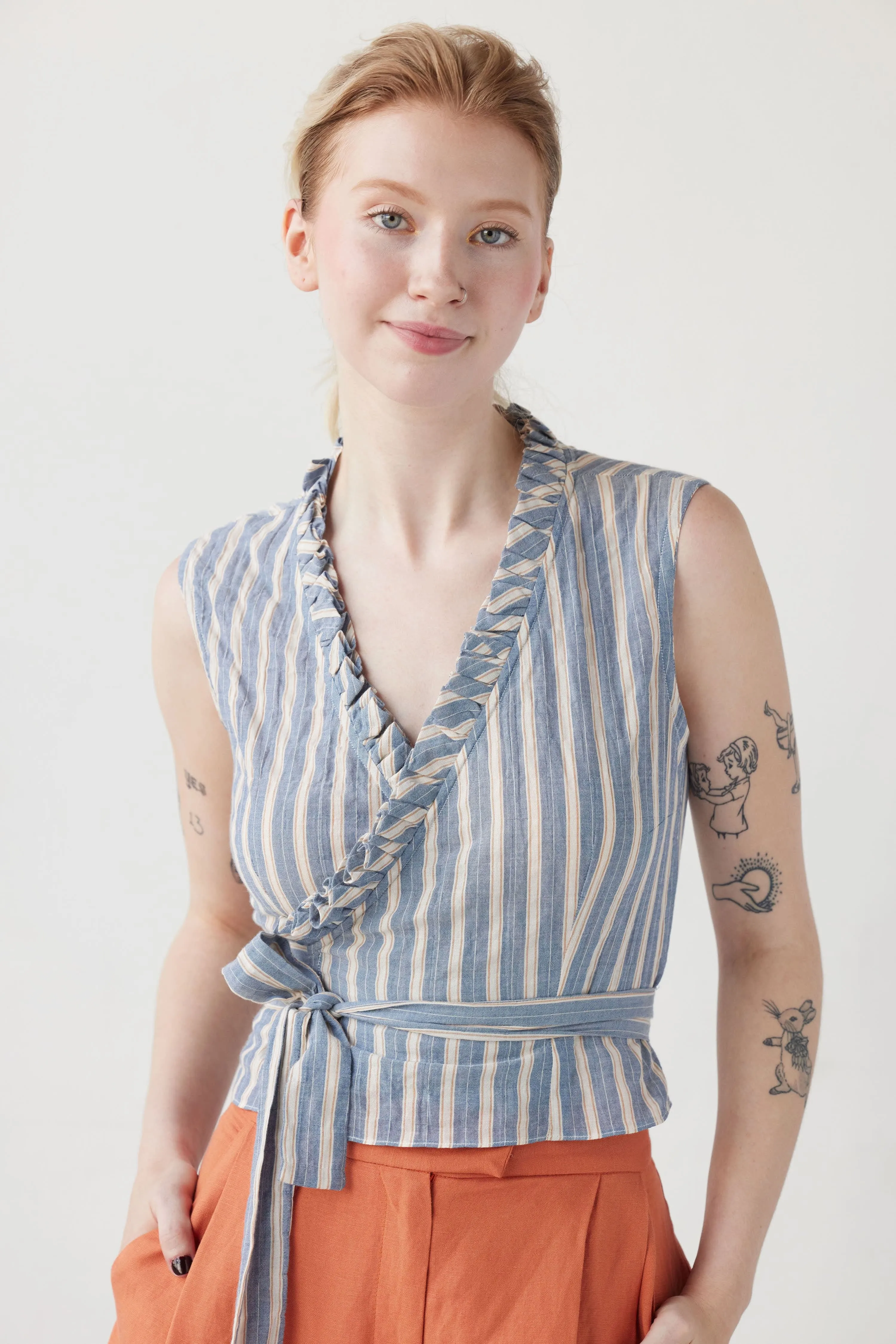 Elizabeth Top in Striped Voile