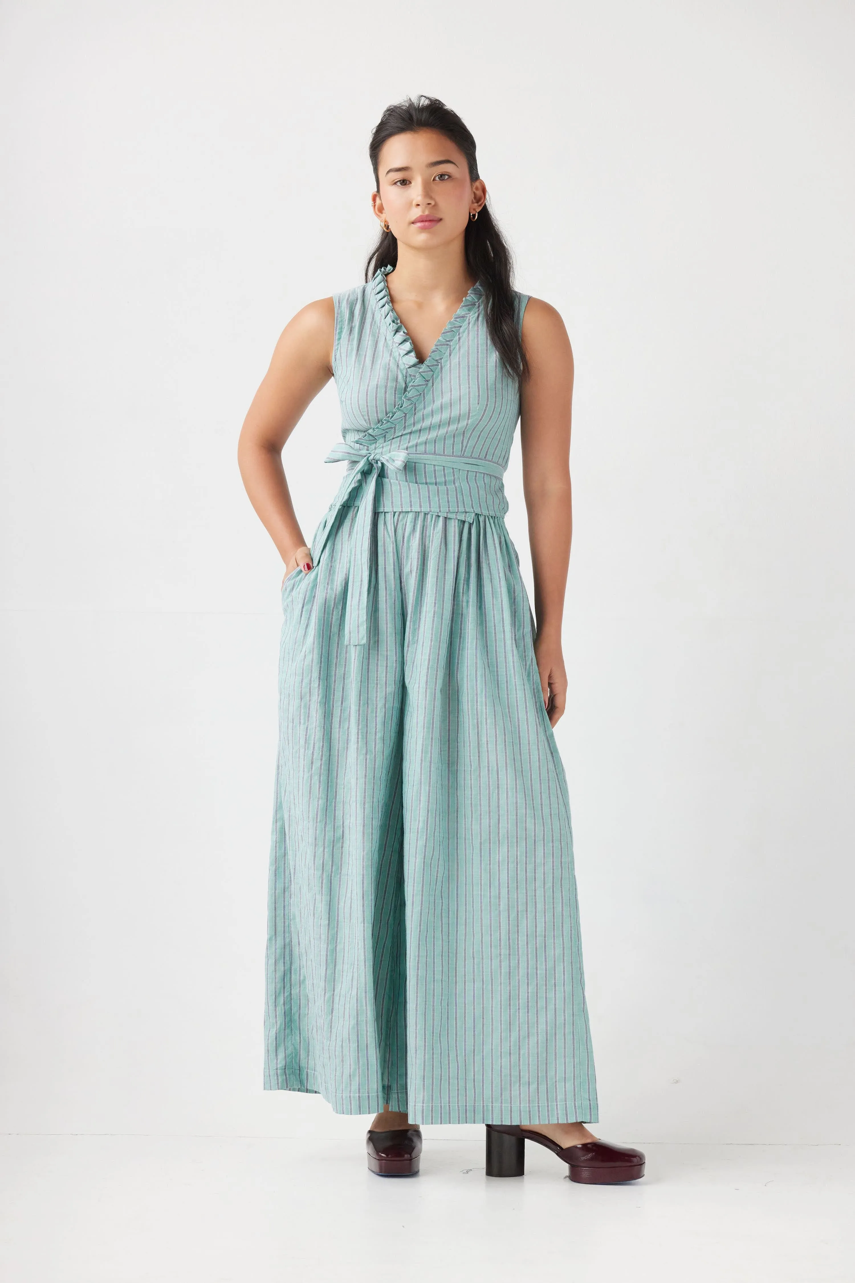 Elizabeth Top in Striped Voile