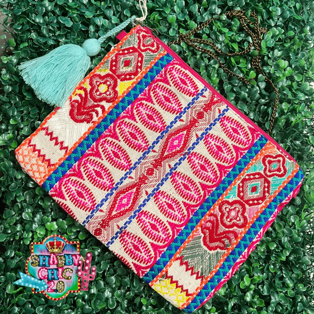 Embroidered Clutch/Crossbody Bag