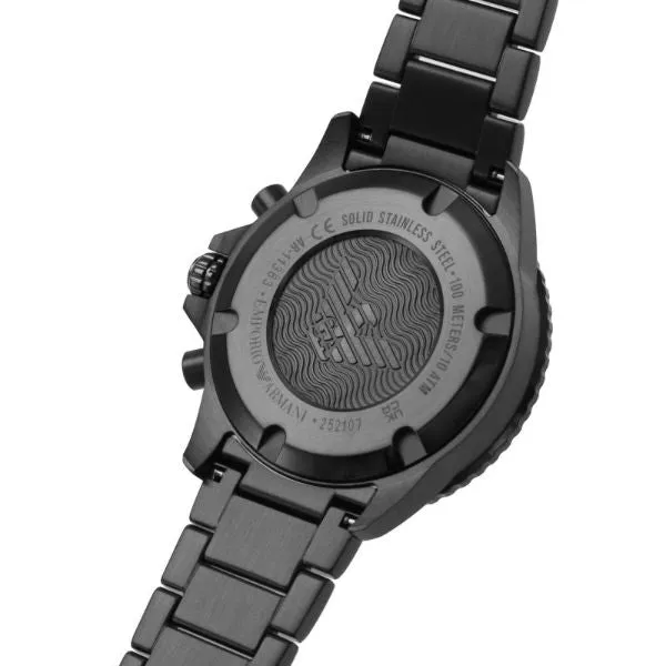EMPORIO ARMANI Diver Black Stainless Steel Black Dial Chronograph Quartz Watch for Gents - AR11363