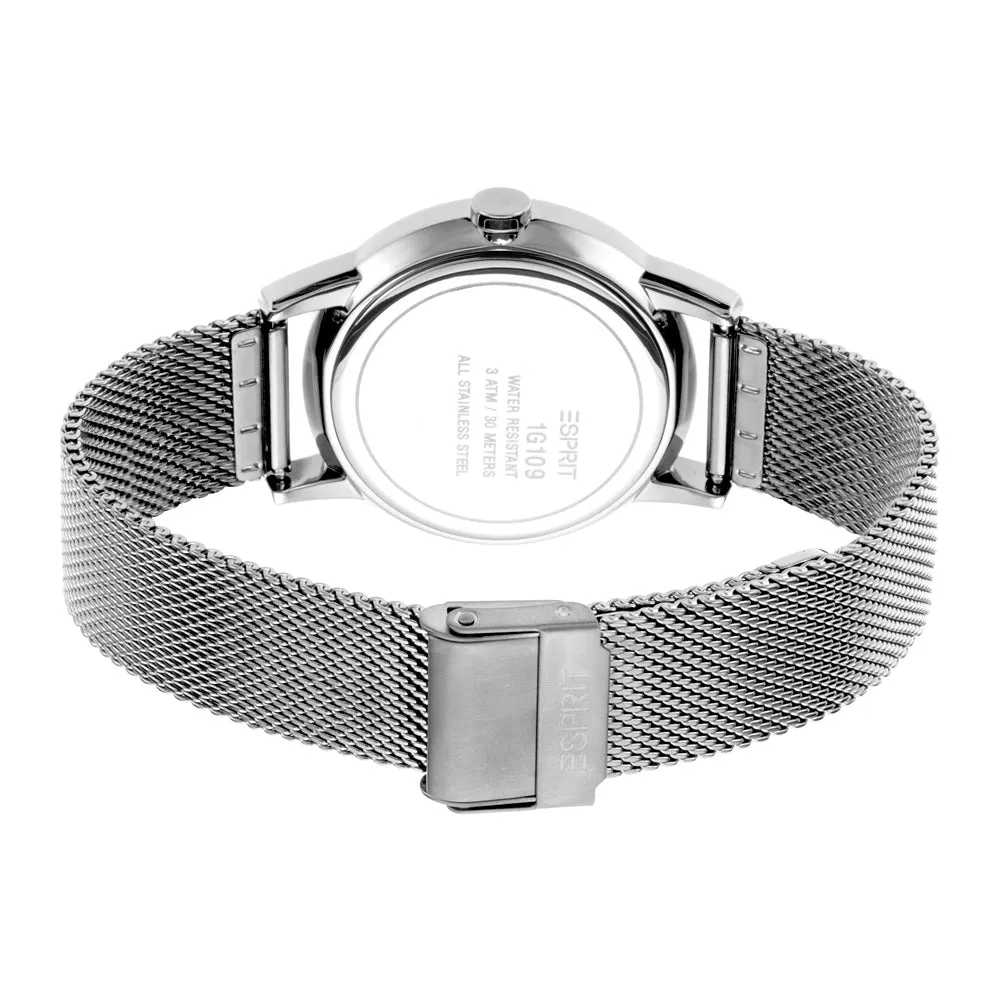 Esprit Men's Stainless Steel Watch Black Dial & Mesh Bracelet