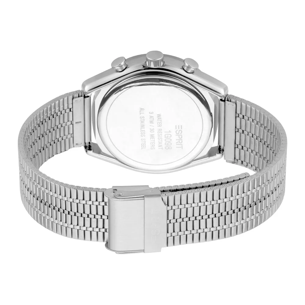 Esprit Men's Stainless Steel Watch With White Dial & Metal Bracelet