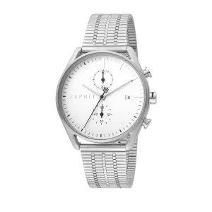 Esprit Men's Stainless Steel Watch With White Dial & Metal Bracelet