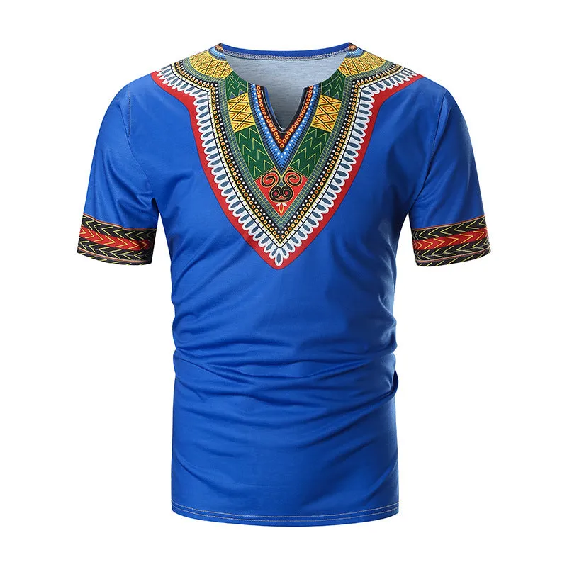 ETHNIC PRINT V-NECK SHIRT