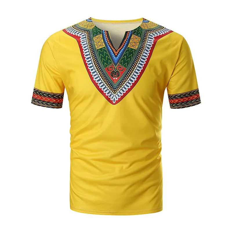 ETHNIC PRINT V-NECK SHIRT