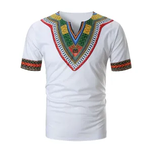 ETHNIC PRINT V-NECK SHIRT