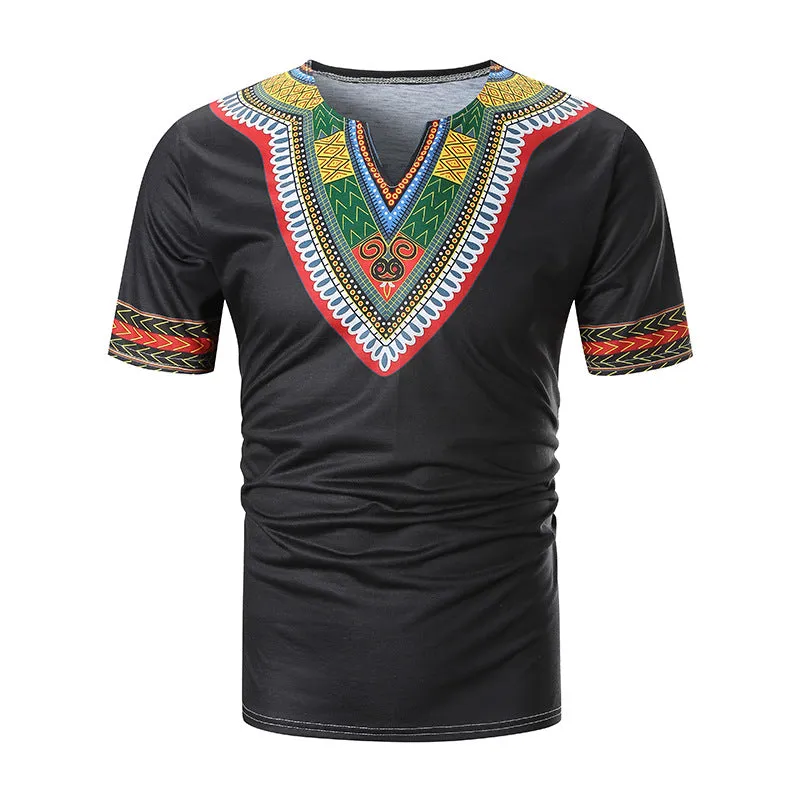 ETHNIC PRINT V-NECK SHIRT