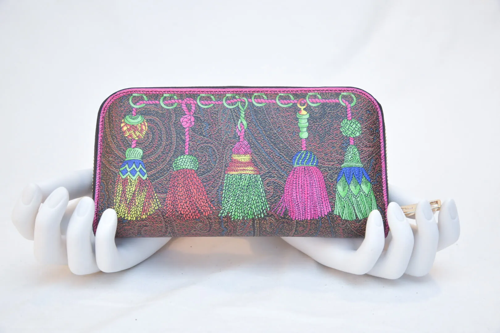 Etro Tassel Print Zip Around Wallet