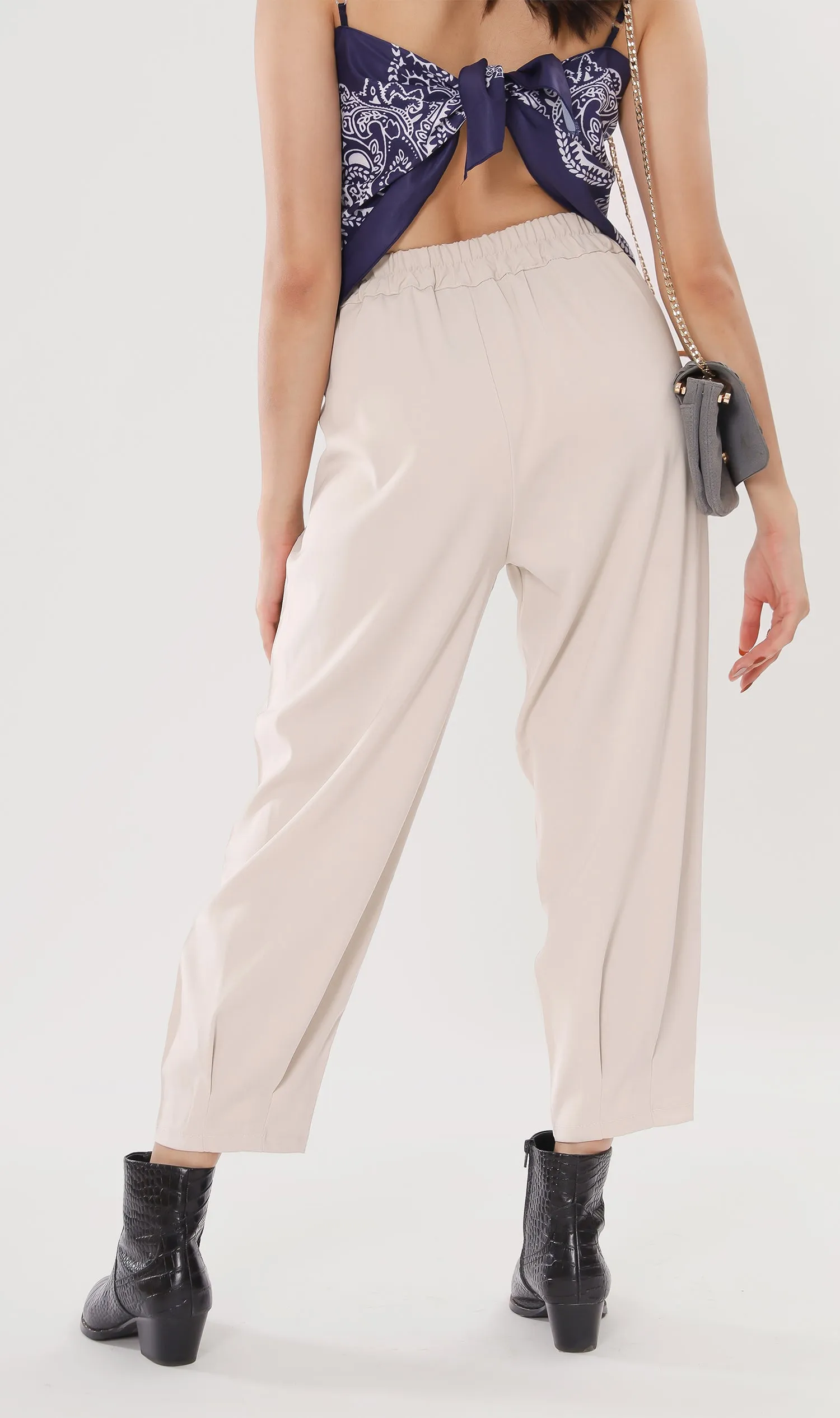 EZRA High-Waisted Pleated Tailored Trousers (Bone)