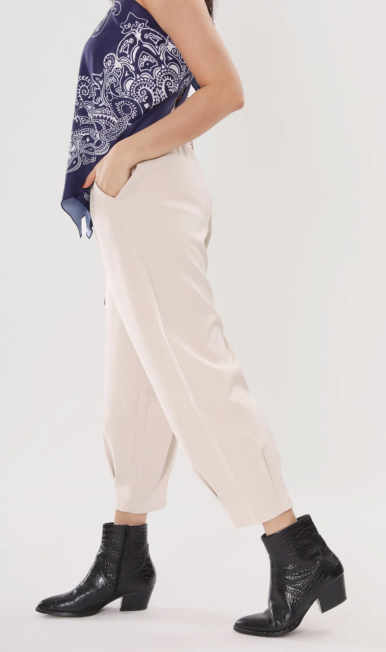 EZRA High-Waisted Pleated Tailored Trousers (Bone)