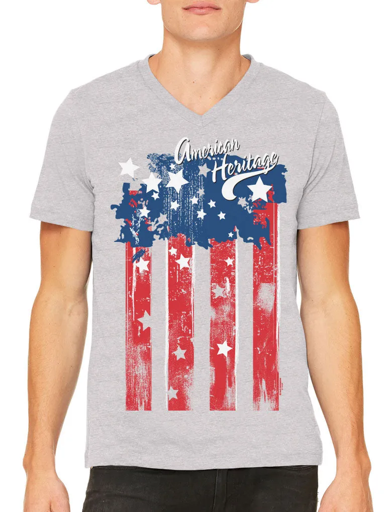 Faded American Heritage Flag Men's V-neck T-shirt