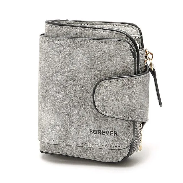 Fashion Women's Short Wallets PU Leather Matte Small Casual Coin Purse Zipper Money Bag Hasp Clutch Credit Card Holder Clip