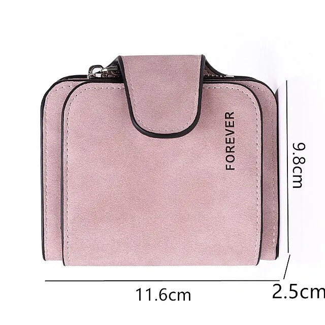 Fashion Women's Short Wallets PU Leather Matte Small Casual Coin Purse Zipper Money Bag Hasp Clutch Credit Card Holder Clip